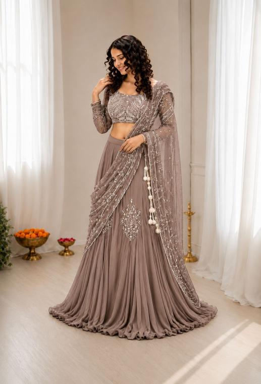Trending Stylelish BB 73  Chinon Silk gray Lehenga choli wholesale market